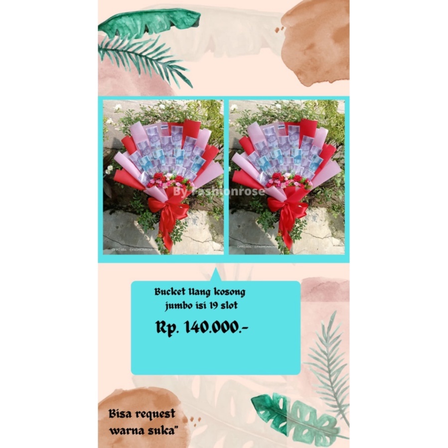 BUCKET UANG KOSONG UKURAN JUMBO ISI 19 SLOT MONEY BOUQUET KADO WISUDA