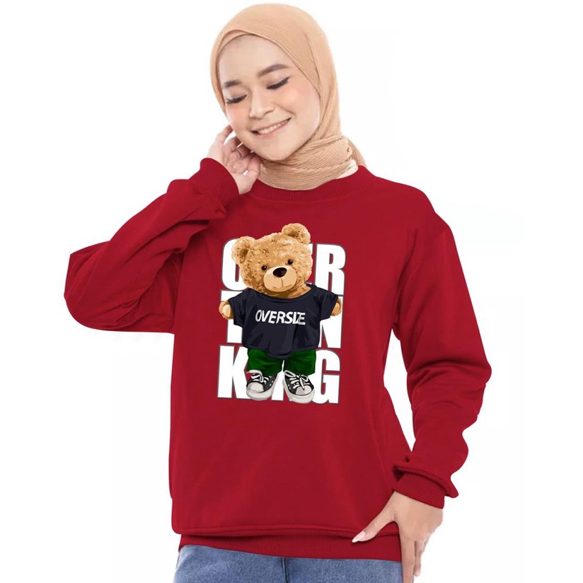 Kaos Lengan Panjang DTF BEAR OVERSIZE / Kaos Sweatshirt / Atasan Wanita / Atasan Wanita Lengan Panjang