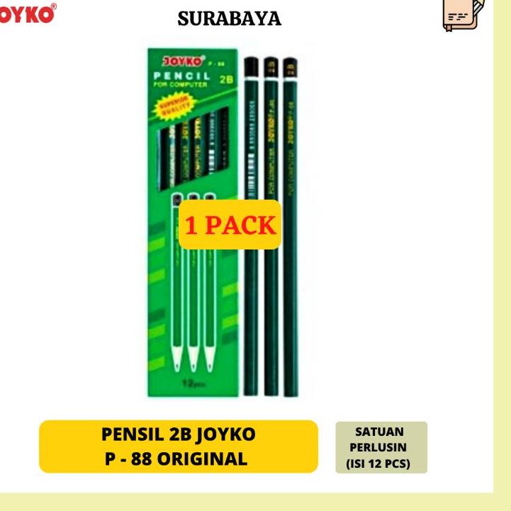 

ガ PENSIL TULIS KAYU 2B JOYKO P - 88 P88 ORIGINAL FOR COMPUTER MURAH 1 PAK ! ペ