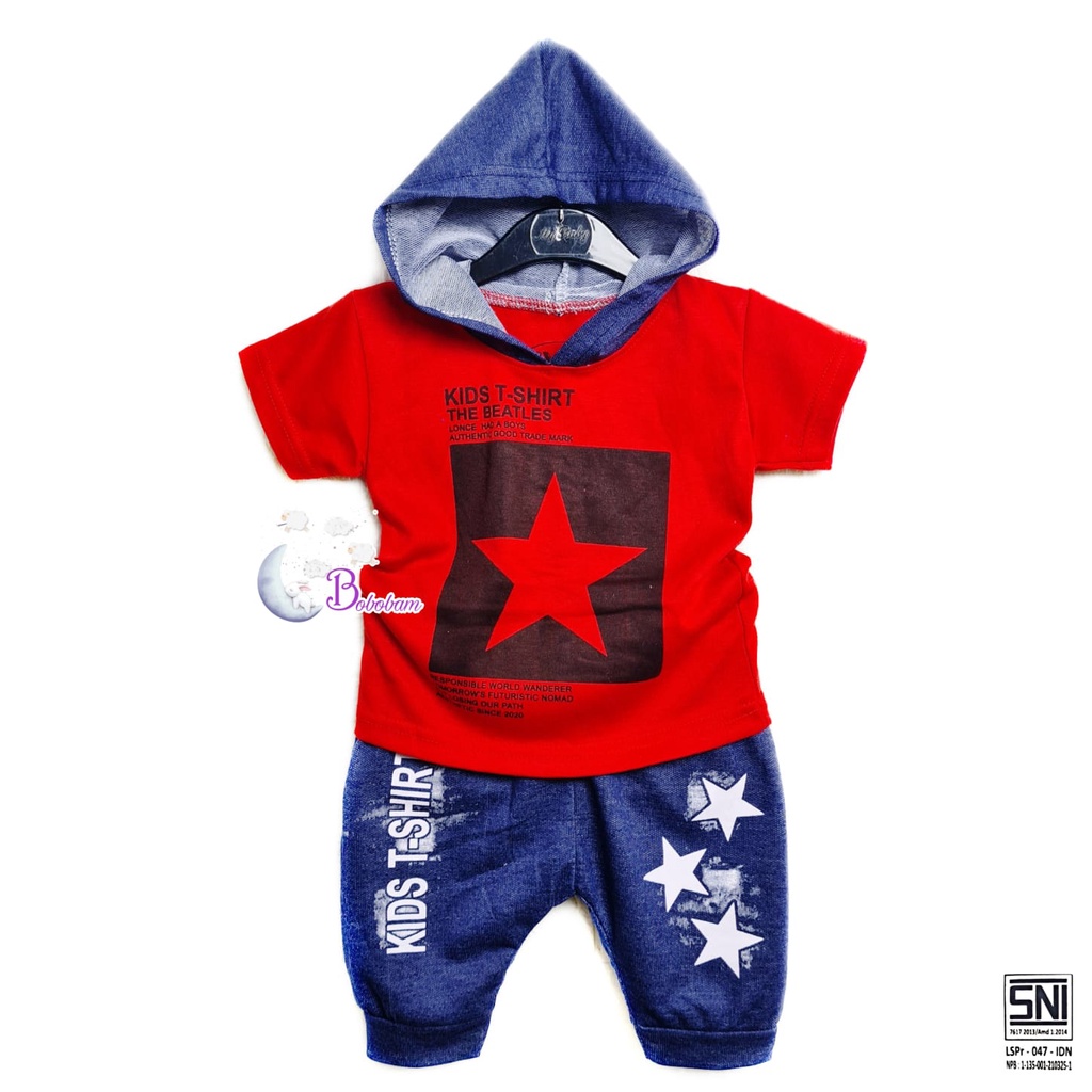 BOBOBAM BAJU BAYI LAKI LAKI SETELAN ANAK COWO LUCU STELAN COWOK 6 12 BULAN KEREN TRENDY KEKINIAN HOODIE STAR