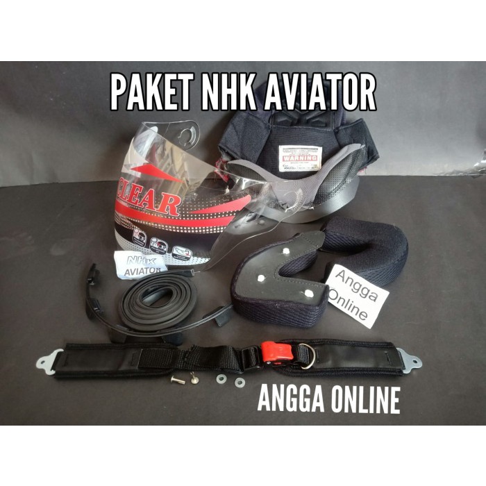 PAKET NHK AVIATOR, BUSA HELM + KACA HELM + LIS KARET + TALI HELM