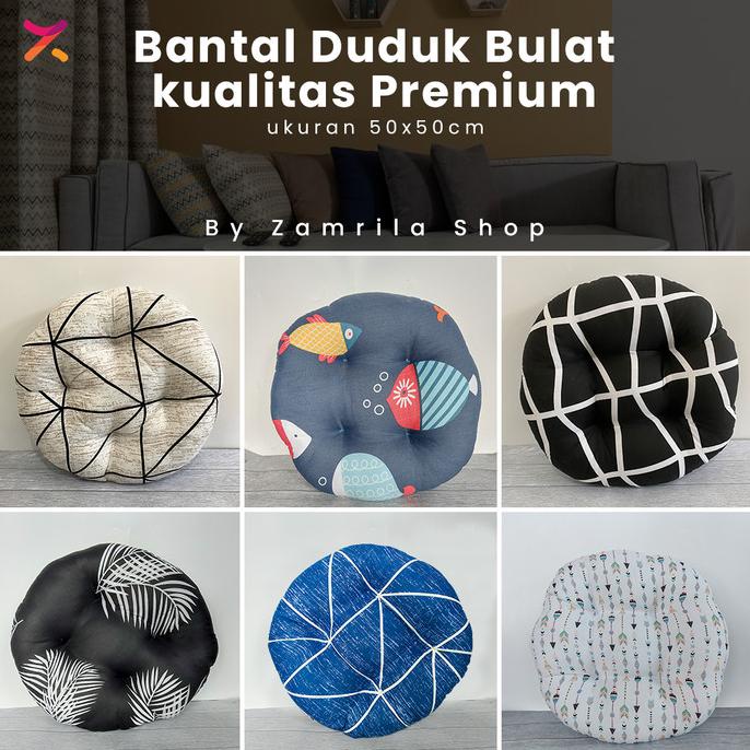 TERLARIS Bantal Duduk - Alas Lesehan BULAT, Premium Ukuran 50x50 Banyak Pilihan /GORDEN JENDELA/GORD