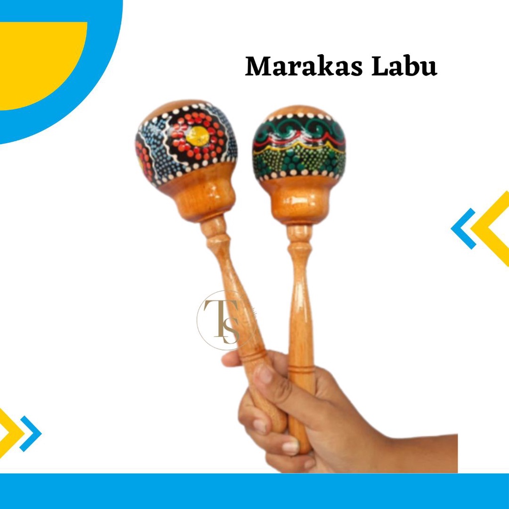 Marakas Kayu Labu Shaker  Maracas Perkusi Kecrekan Panjang Alat Musik Perkusi