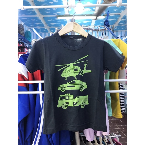 Baju Kaos Anak Anak Karakter Helikopter Mobil Truk