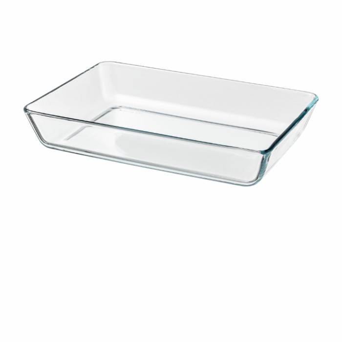 Mangkok Kotak Oven Microwave Kaca Bening Transparan 35x25cm Original