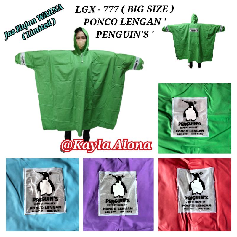 (LGX - 777 BIG SIZE Penguin's) Jas Hujan PONCO LENGAN