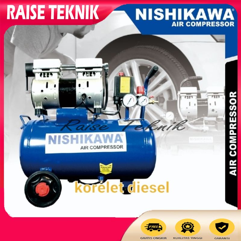 KOMPRESOR ANGIN LISTRIK OILLES NISHIKAWA 7525E 25L 1HP TANPA OLI