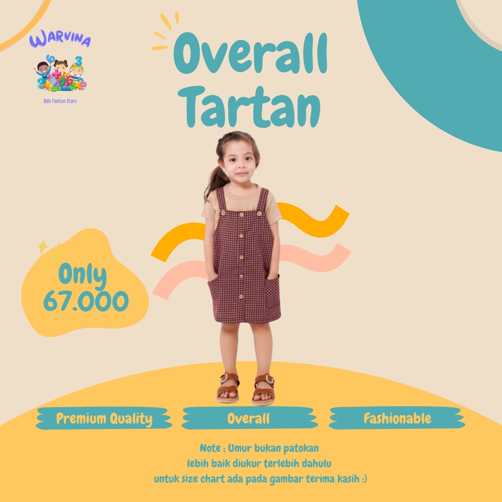 GIRL OVERALL TARTAN - Setelan Anak Jumper Bayi Kids Rok Dress Cewek Perempuan Katun Murah 1-6Thn