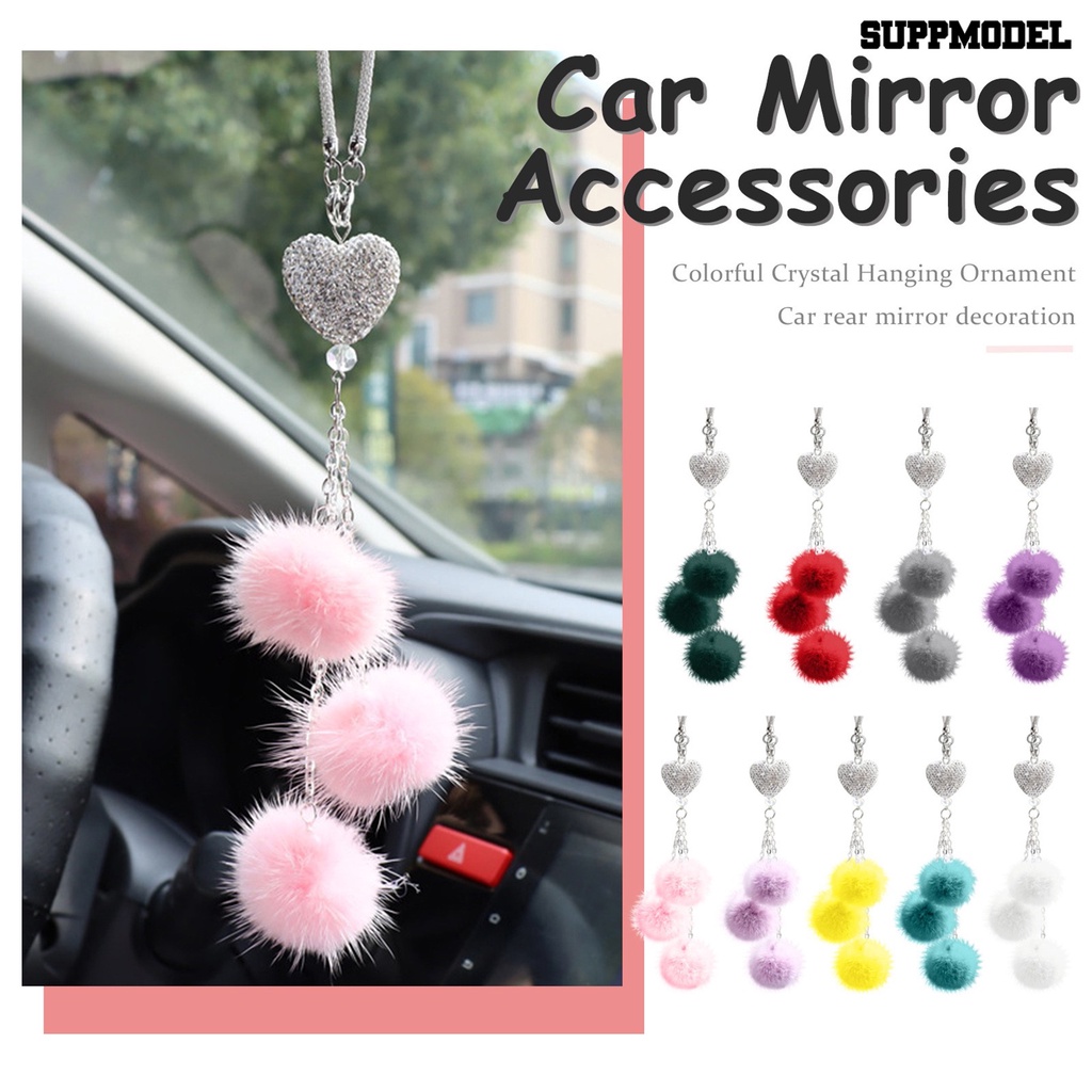 [Dekorasi] Mobil Gantung Liontin Desain Berlian Imitasi Berkilau Dengan Bola Mewah Warna Hidup Mengkilap Efek Visual Hias Alloy Jantung Gantung Dekorasi Mobil Bling Charms Hadiah Untuk Auto