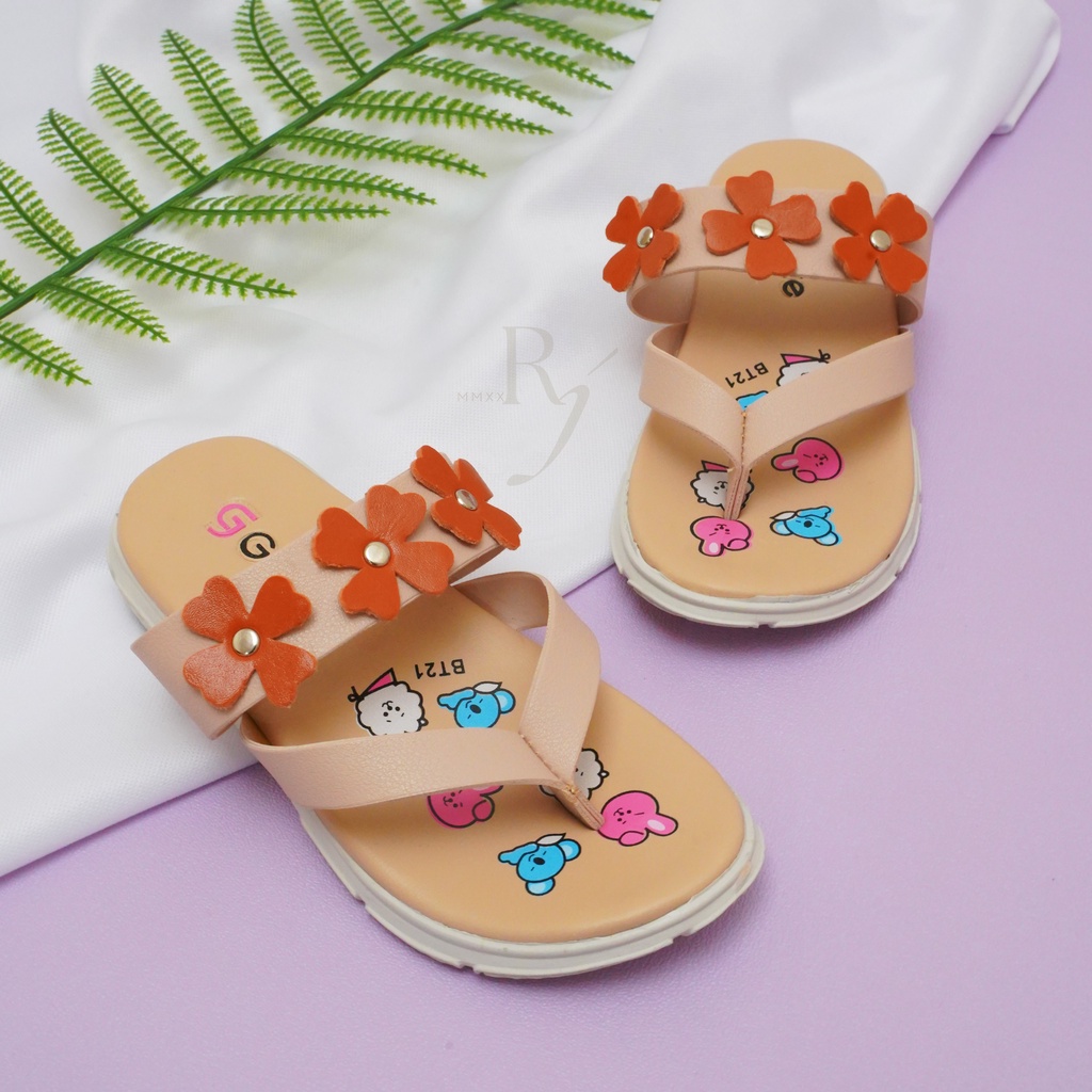 GRACE [MUSE 102] Sandal Anak Perempuan BT/ Sendal Jepit Bunga Anak Perempuan/ Sandal Selop Jepit Anak