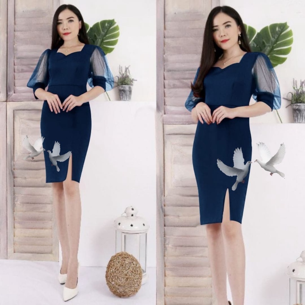 DRESS MICHA PAKAIAN WANITA FASHION PEREMPUAN DRESS SPAN PESTA MODEL TERBARU BAJU POLOS LENGAN PENDEK