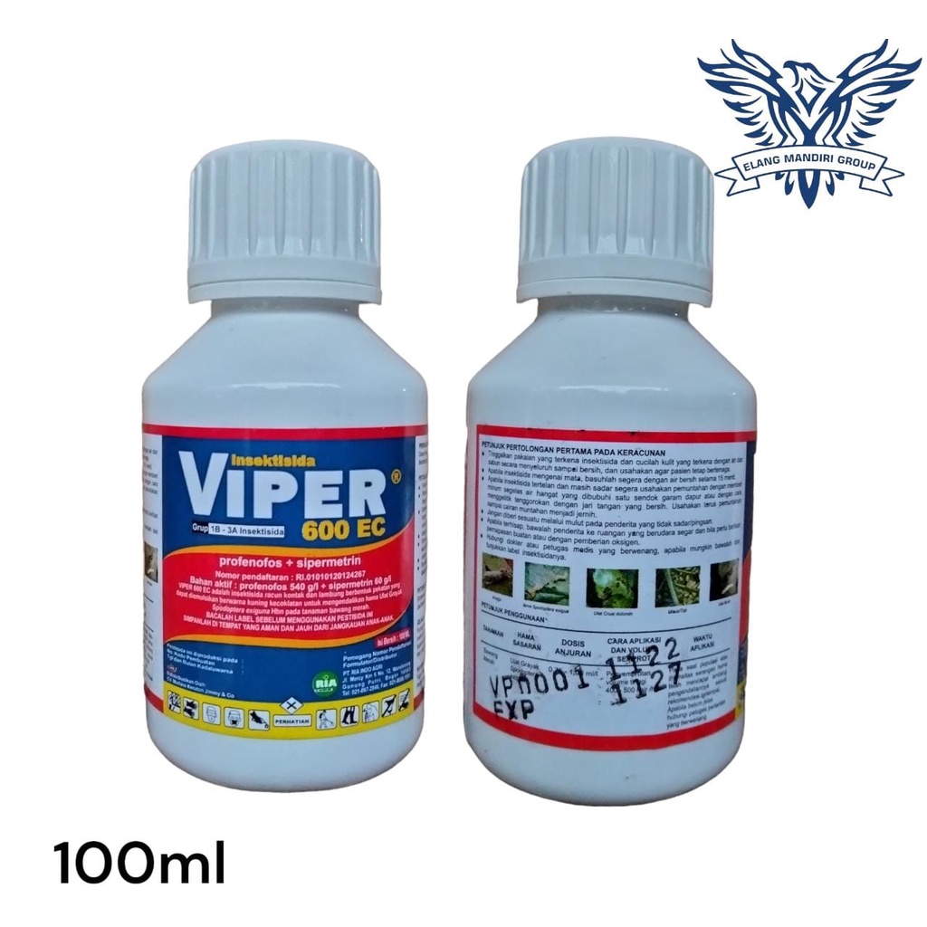 Insektisida VIPER 600 EC 100ml PIPER Profenofos 540 g/l + Sipermetrin 60 g/l Original Curacron Biocron Finsol Untuk Hama ulat grayak