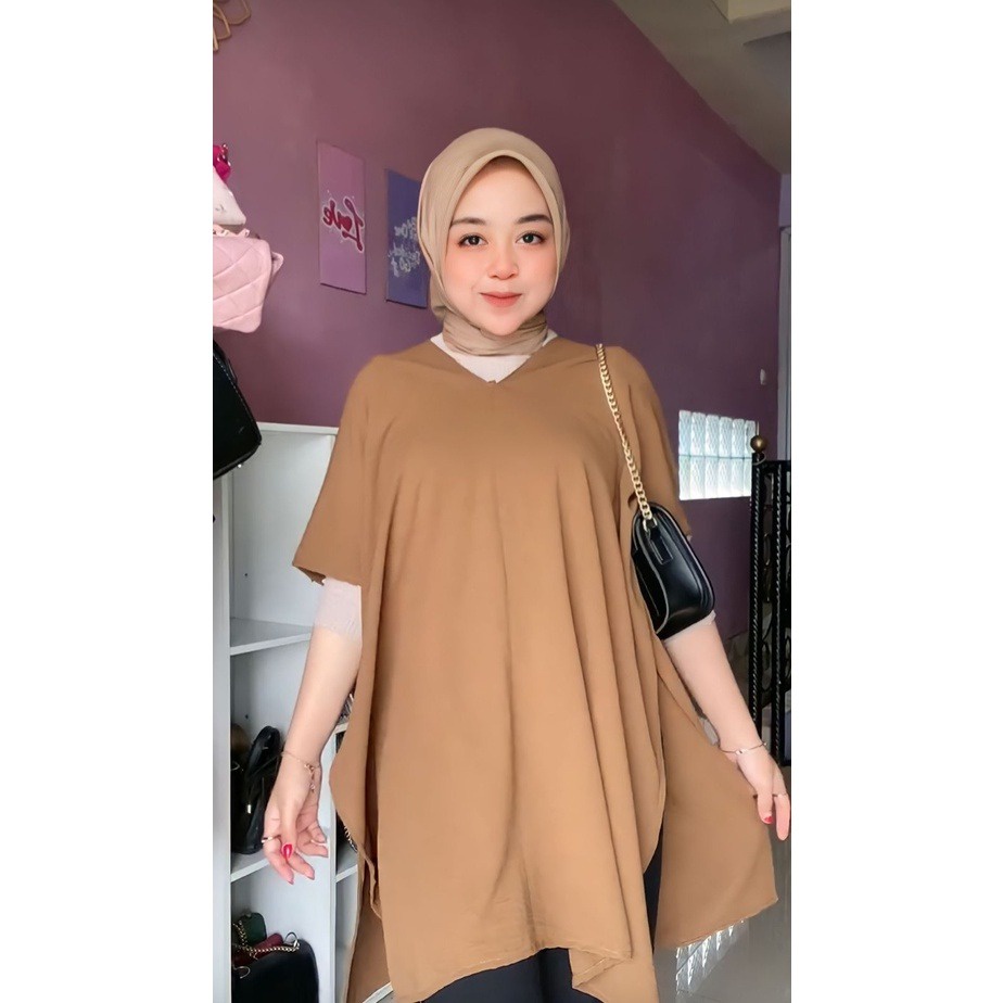 grosir_solo || NAGITA LONG SQUARE / LONG SQUARE TOP CRINKLE NAGITA / Atasan Wanita V-neck Oversize