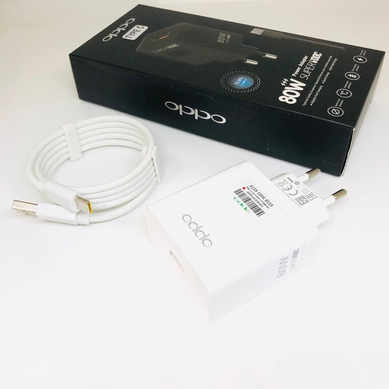 Charger Oppo 80w Reno PUTIH MICRO DAN TYPE C support Supervooc Fastcharging