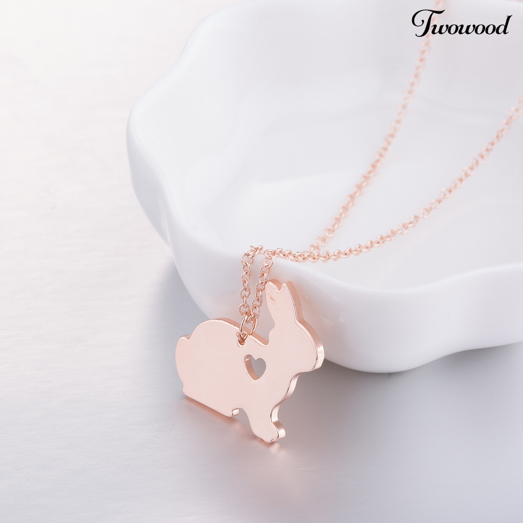 Twowood Simple Bunny Pendant Grafir Hati Klavikula Rantai Kalung Klavikula Untuk Paskah