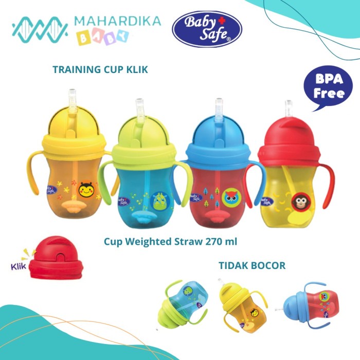 Dot Botol Minum Bayi Anak Training Cup With Straw 270 Ml Baby Safe Sk019
