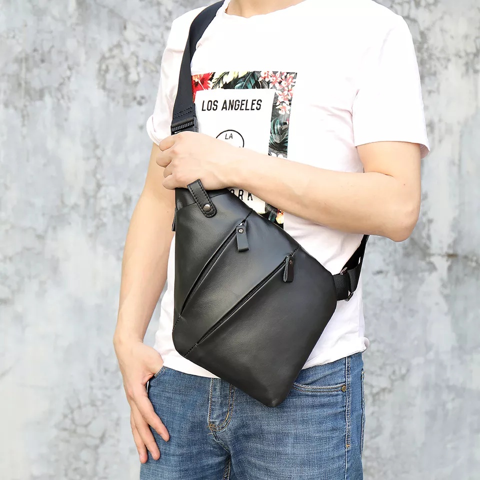 Tas Tipis Kulit Sling Bag / Tas Selempang Kulit Pria / Tas Bahu