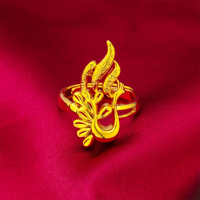 Goldkingdom Fashion Perhiasan 24 K Bangkok Aksesoris Ready Stock Wanita Merak Cincin Bunga Anting Kalung Yang Kaya Dan Mendominasi Pernikahan Set