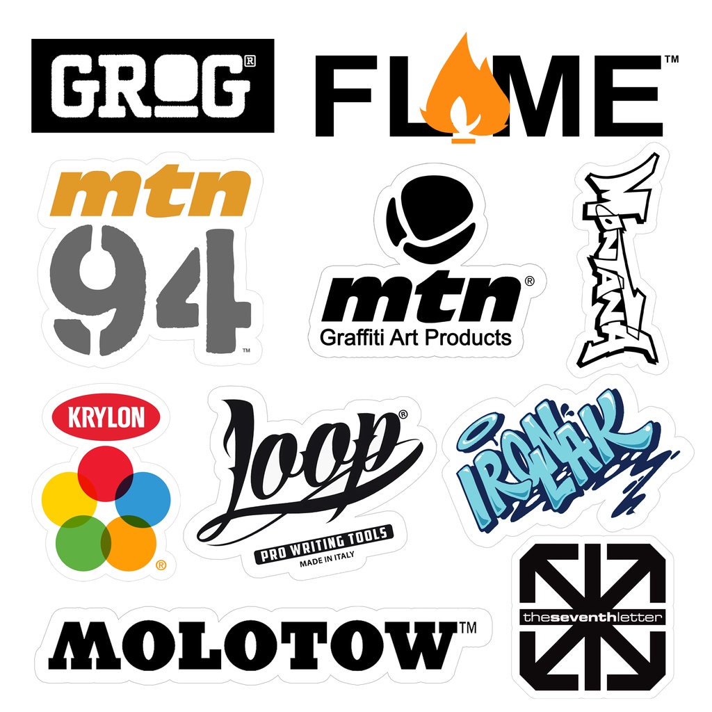 

sticker pack 2 graffiti spray paint brand vinyl montana mtn ironlak