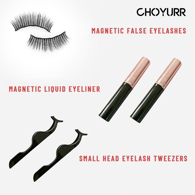 【COD】Bulu Mata Maknet 3 Pasang with Eyeliner Bulu Mata Palsu Magnet 3D Magnetic Eyeliner Premium Silk Eyelash Natural Hair Import Ready Stock-CH