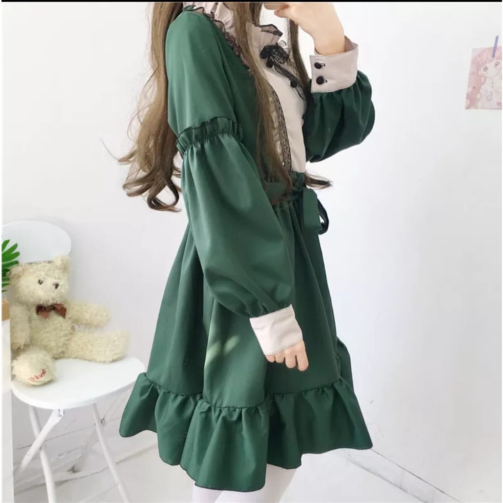 QFS - DRESS KIDS ZASKIA/ HIJAU EMERALD / DRESS ANAK TANGGUNG / TERBARU / TERPOPULER