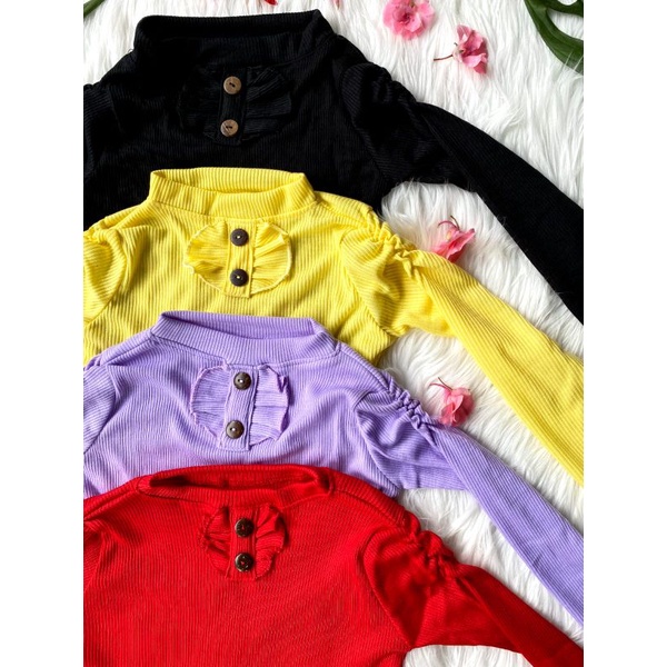 Baju Anak Perempuan RUFFLE LONGSLEVEE Knit tee Rib 1-5 Tahun