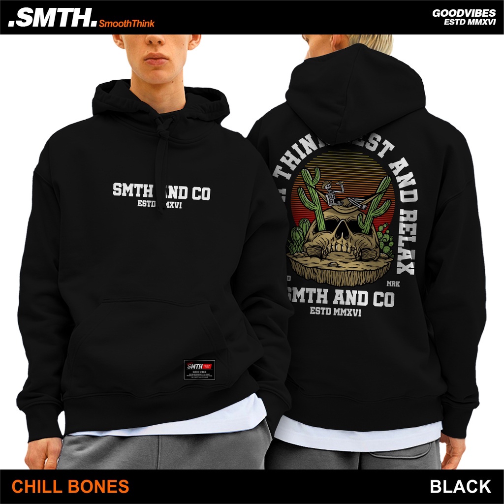 bhe nda - Hoodie Sweater Pria Motif Chill Bones.,