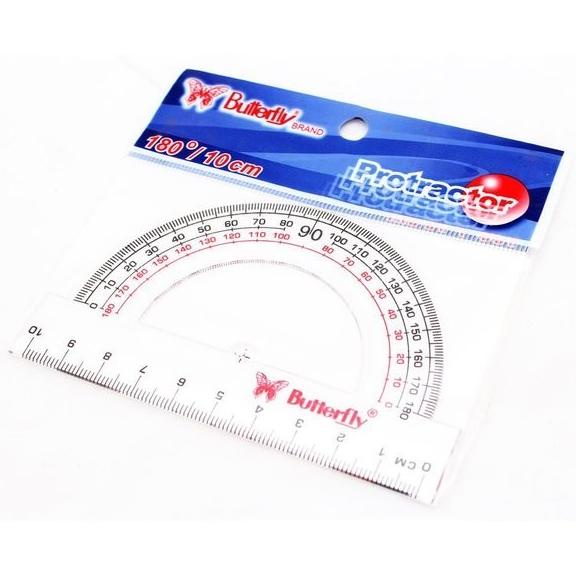 

Penggaris Busur Butterfly 180 derajat Acrylic diameter 10cm / LUSIN