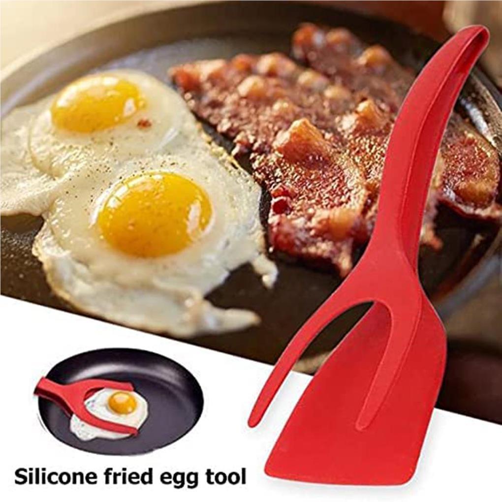 2-in-1 Spatula Penjepit Silikon Multifungsi Halus Penjepit Dapur Non-Stick Gagang Panjang Makanan Klip Tong Rumah Restoran Alat
