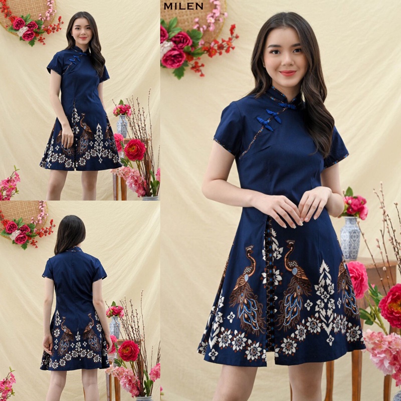 Milen Dress Wanita Batik Couple Modern Dress Batik Modern Gaun Pesta Dress Batik