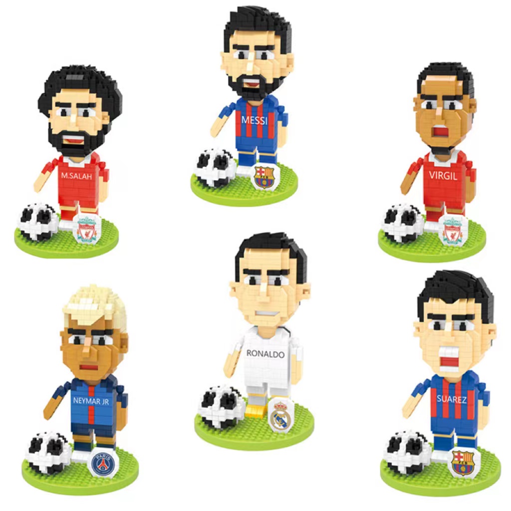 Kompatibel Dengan Lego Micro-Diamond Partikel Kecil Blok Bangunan Sepak Bola Bintang Anak Laki Hadiah Edukasi 3D Rakitan Mainan Messi C Luo