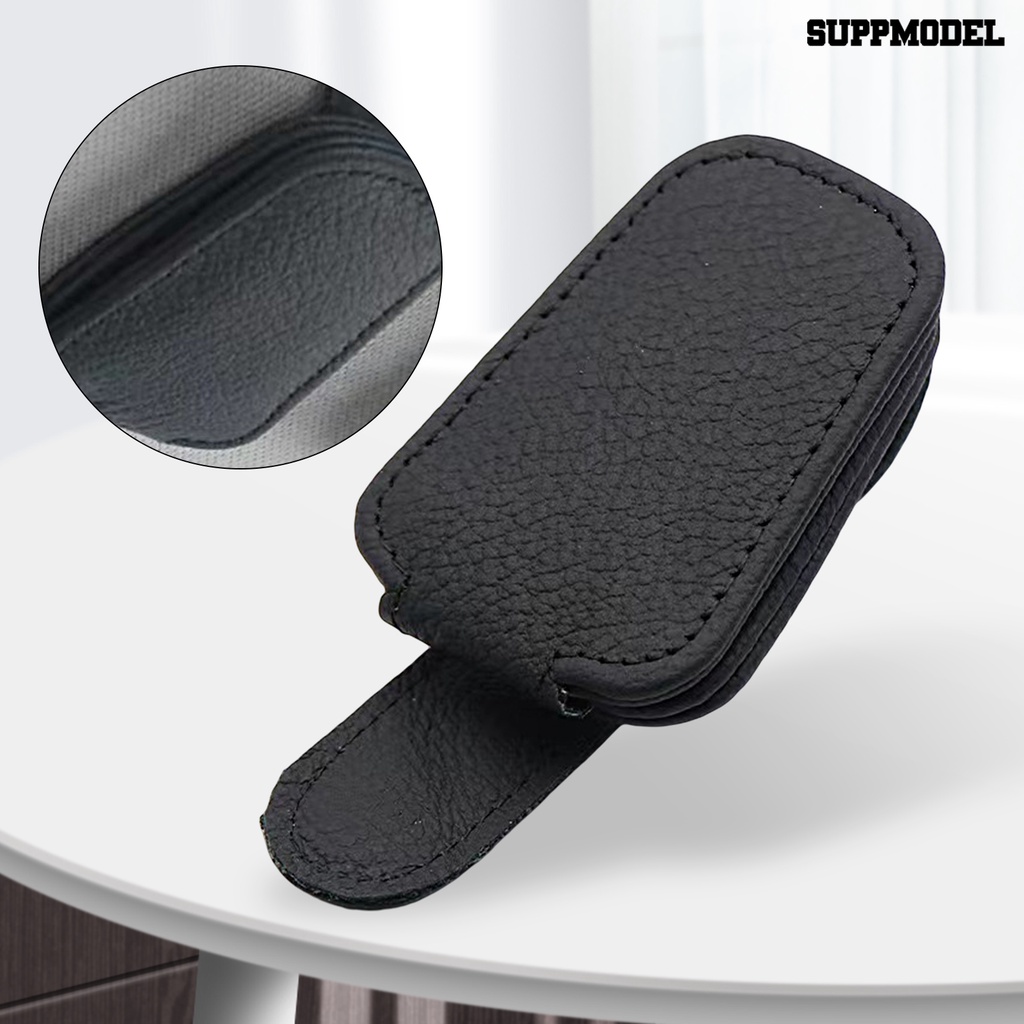 [Auto] Sunglass Holder Klip Multifungsi Desain ic Kulit Imitasi Pelindung Matahari Mobil Dipasang Klip Gantungan Kacamata Untuk Mobil