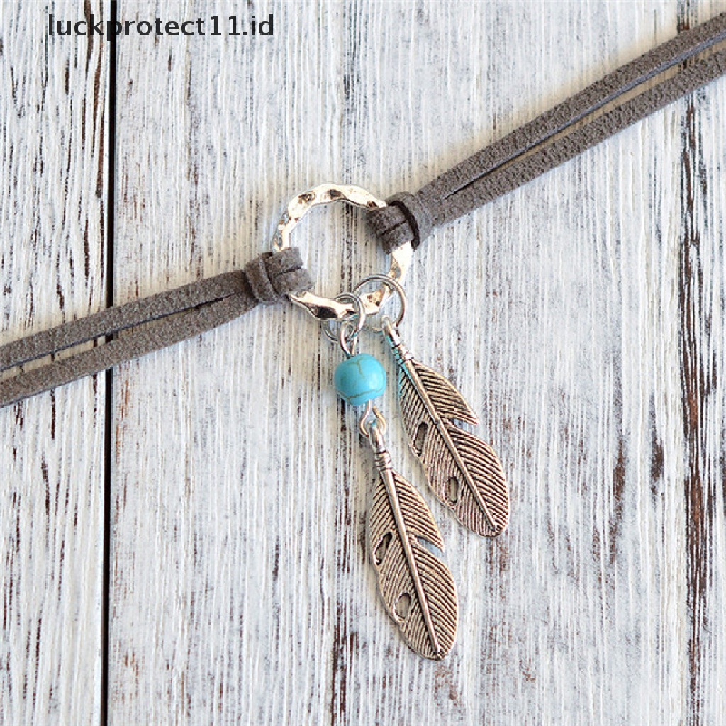 /Fashion Hot// Fashion// Fashion Bohemian Liontin Bulu Kalung Choker Kalung Charm Boho Jewelry.
