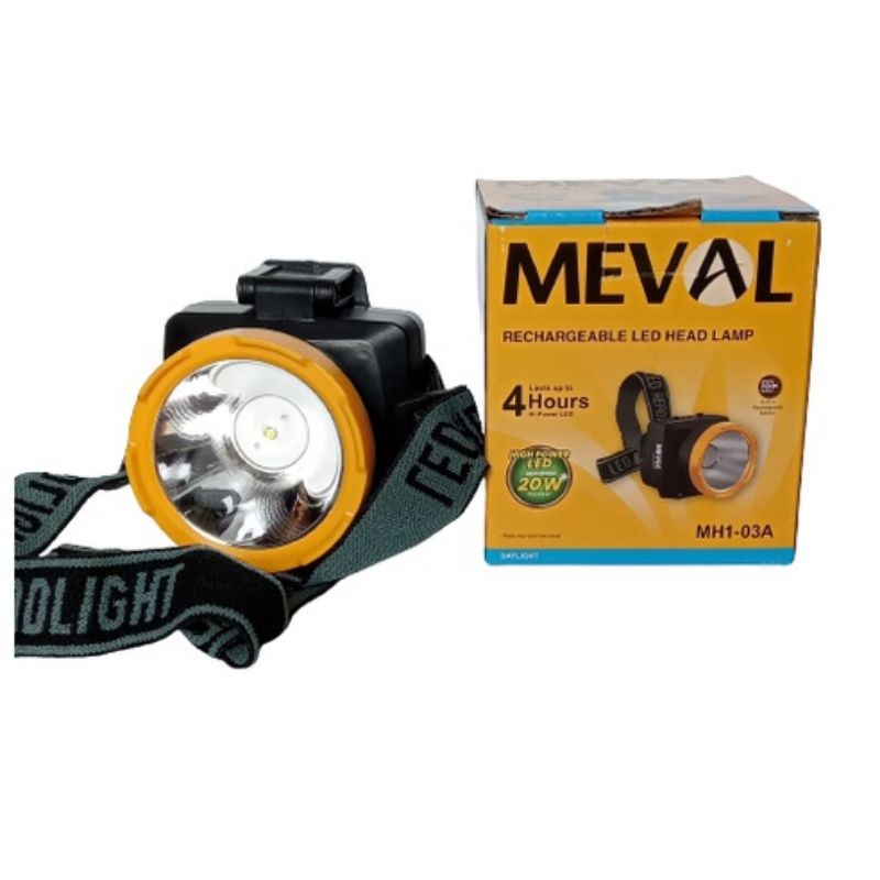 SENTER KEPALA LED HEAD LAMP MEVAL 3 WATT MH1-03A RECHARGEABLE