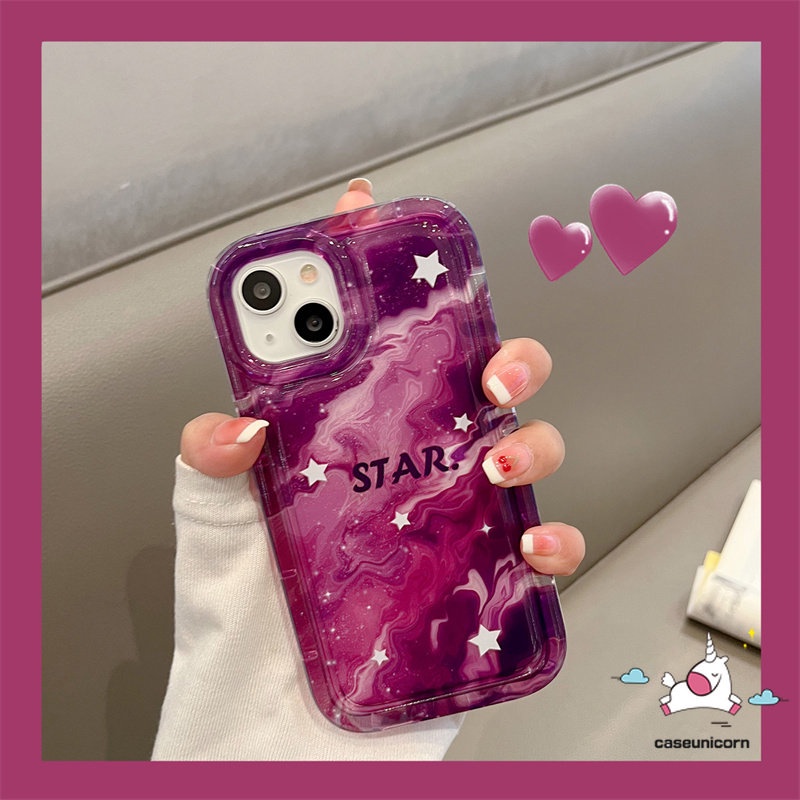 Casing Ponsel Kompatibel Untuk iPhone 7plus 8plus 11 14 13 12 Pro MAX 6 6S 78 Plus XR X XS MAX Airbag Shockproof Fashion Marmer Gradasi Langit Berbintang Bintang Soft TPU Anti Jatuh Penutup Belakang