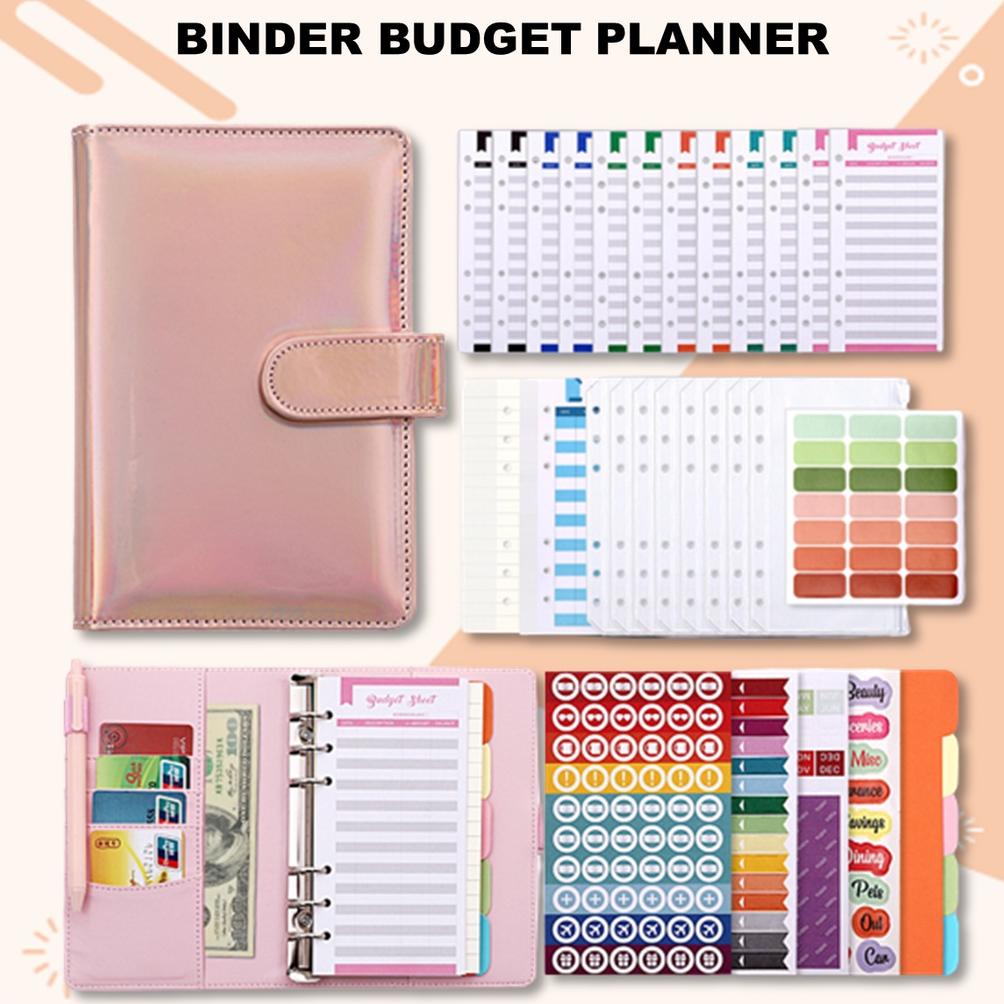 

BINDER A6 POLOS GLOSSY NOTEBOOK BUKU CATATAN AGENDA PU LEATHER BUDGET PLANNER ORGANIZER CASH TERLARISS...,,,,,