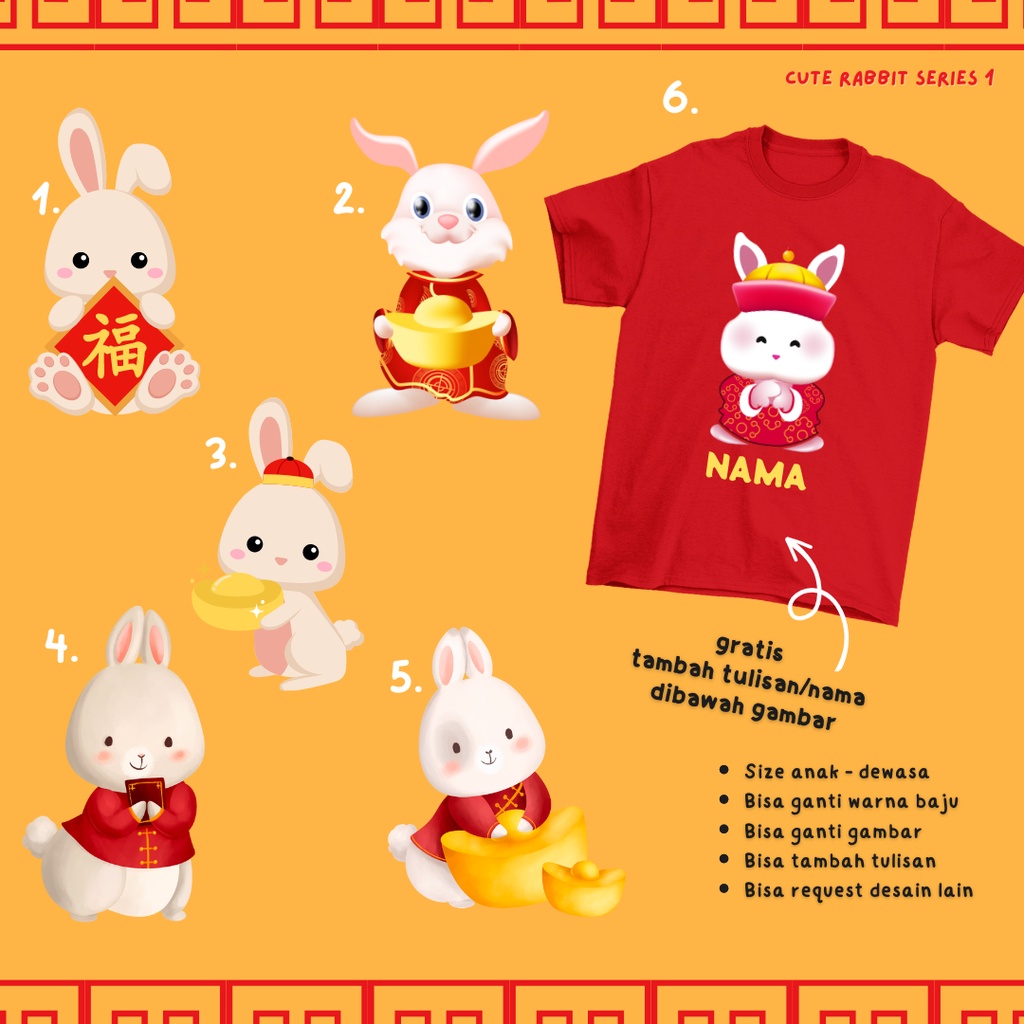 Tshitrallday Kaos Premium Imlek Baju Imlek keluarga anak couple
