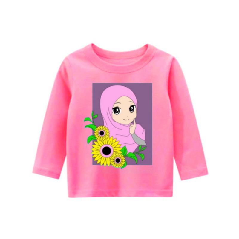 kaos lengan panjang anak perempuan/atasan lengan panjang anak/baju islami anak