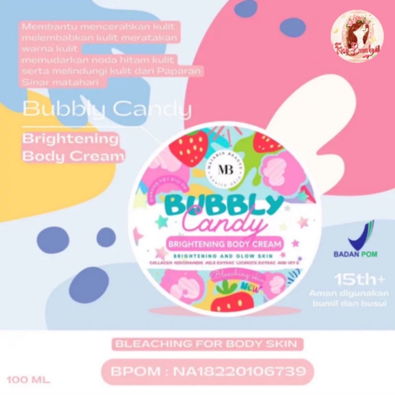READY❣️ Bubble Candy Brightening Body Cream Bleaching Badan Collagen By Majabin Beauty Aman BPOM