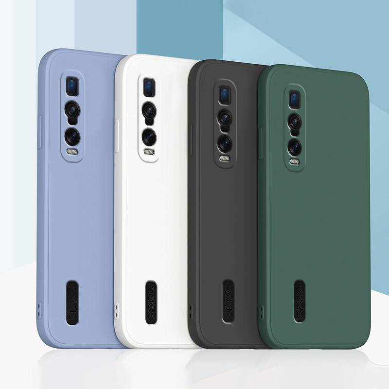 Case Silikon Cair Persegi Baru Untuk OPPO Find X2 Pro Lite Neo Pelindung Kamera Lucu Penutup Belakang