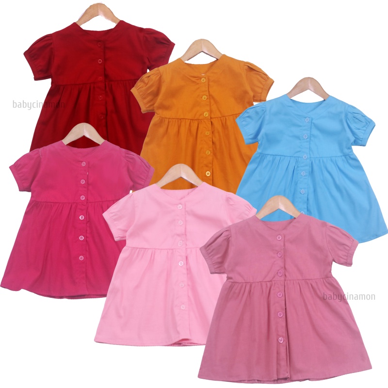 Dress Allysa uk 1-4 Tahun / Baju Polos Lengan Pendek Anak Perempuan Cewek Adem Atasan Tunik