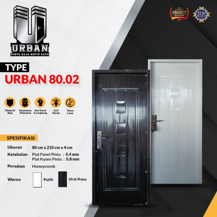 Pintu Kamar | Pintu Rumah Baja Fortress 80x210 - URBAN 80.02 - Putih