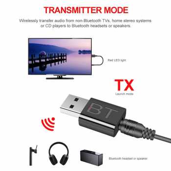 USB Audio Bluetooth Dongle 5.0 2in1 Transmitter Receiver AUX / USB Dongle Kecil Praktris USB Bluetooth Audio USB Blutooth Speaker Headphone MP3 MP4 TV Source Audio Perangkat Audio Spiker Bluetooth / USB Dongle HiFi Audio Bluetooth Transmitter &amp; Receivern