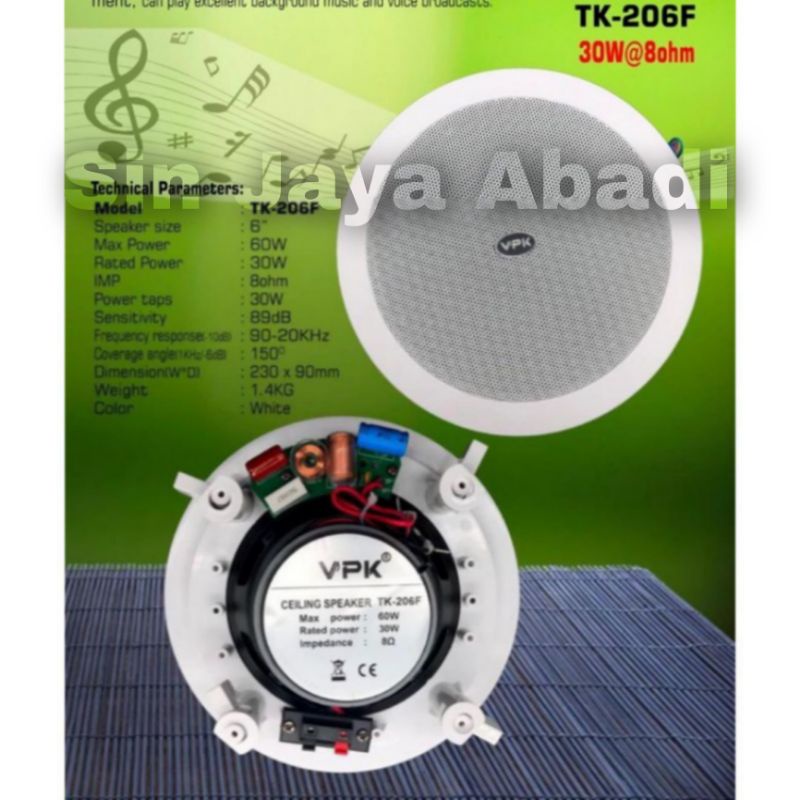 Speaker Ceiling VPK TK 206F Original Speaker Plafon VPK TK 206 F