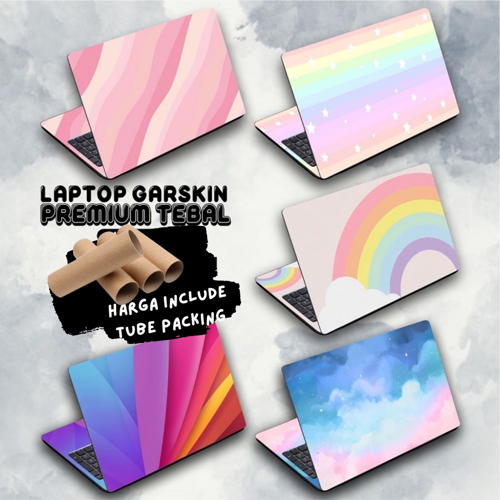 Garskin Laptop Anti Gores Colorful Pastel Cute Premium Full set 10 12 13 14 15 inch  Universal Untuk Semua Merk Laptop