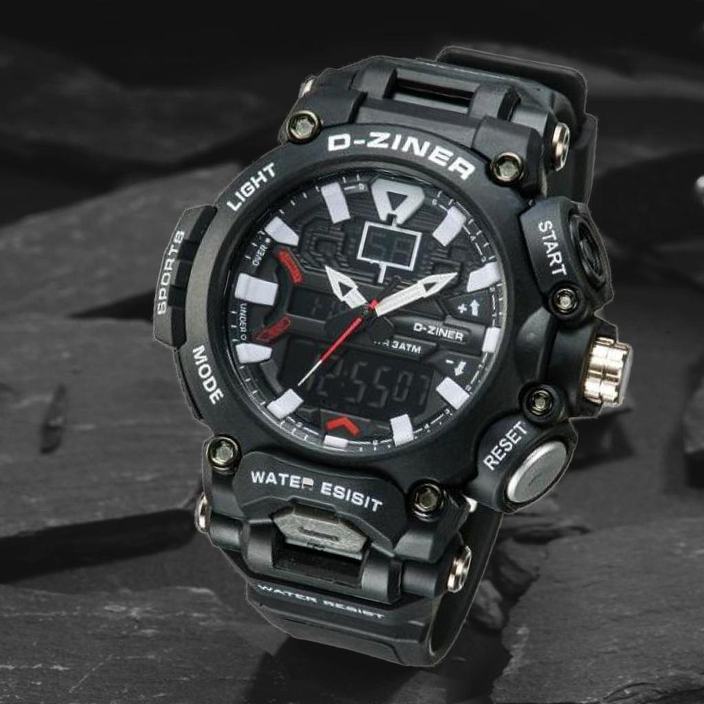 Jam tangan Pria D-ZINER 8298 Original Rubber Anti Air Strap Include Box Jam || Jam tangan Pria Origi