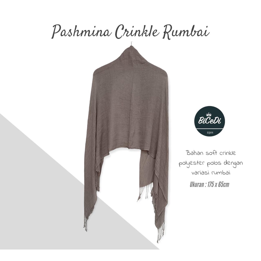 Pashmina Polos Crinkle Rumbai bahan Viscose polyester / Jilbab Selendang kekinian MURAH