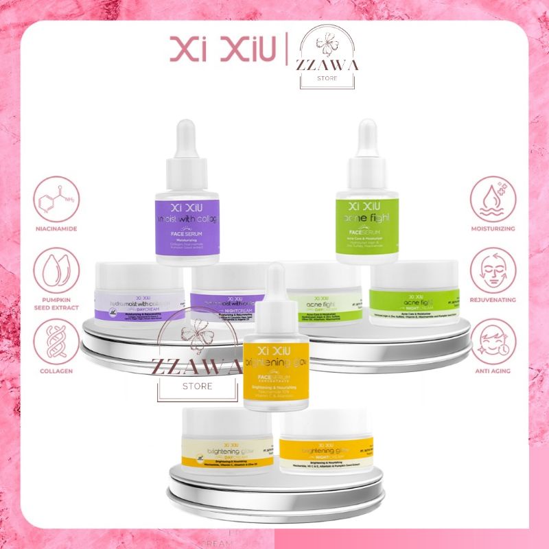 XI XIU Face Serum / Day Cream / Night Cream | Brightening Glow | Acne Fight | Hydra Moist | 100% Ori Dan BPOM