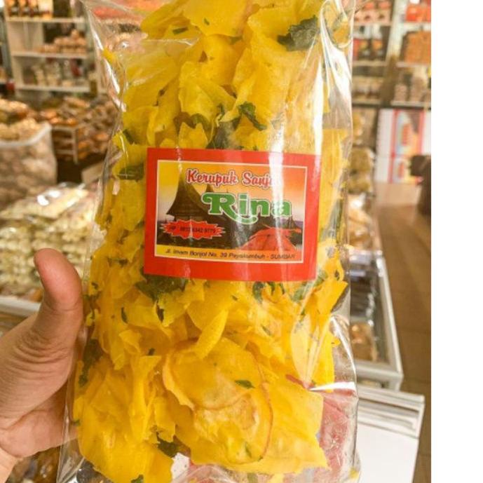 

04J❄ Keripik sanjai kuning kerupuk singkong ketela keriting gurih kunyit khas Minang sumbar Padang 250 gram Paling Laris