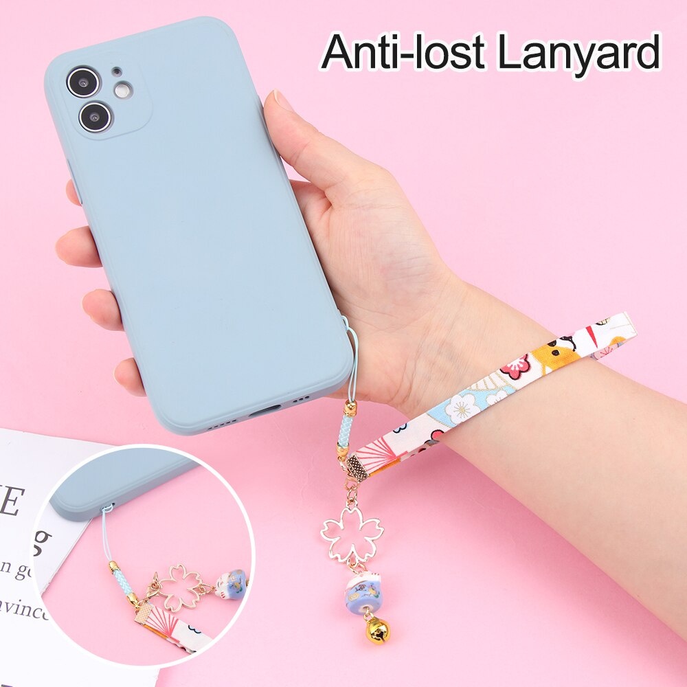 Silvertech Gantungan Kunci Kucing keberuntungan Gantungan Handphone Tali dengan Kucing Jepang Keberuntungan